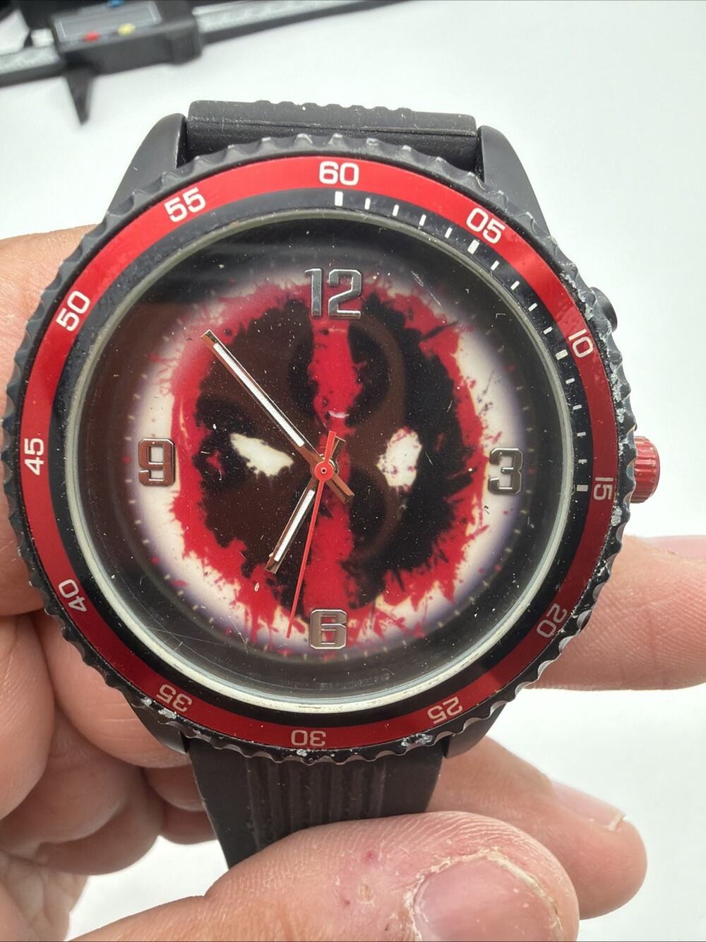 Original Marvel Deadpool Face Wristwatch, DPAQ16011, Used In Good Condition